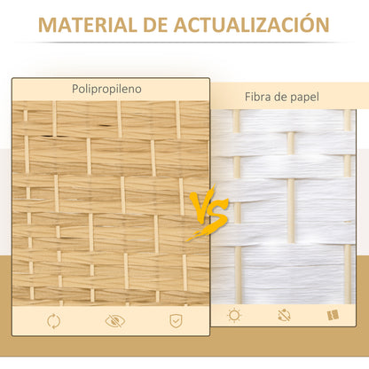 4-Panel Folding Room Divider 180x180 cm Privacy Screen Separator for Office Bedroom Natural