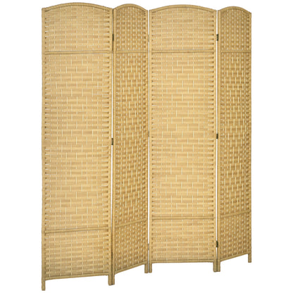 4-Panel Folding Room Divider 180x180 cm Privacy Screen Separator for Office Bedroom Natural