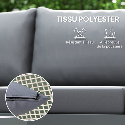 4-Seater Modular Outdoor Corner Garden Furniture Set in Acacia Wood and Steel with Sofas and Coffee Table, Slatted Tabletop and Cushions Included, Garden Furniture Patio Veranda, Gray