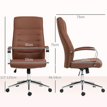 Ergonomic Office Chair with Adjustable Height, High Backrest, Rocking Function, Swivel Rolling Desk Chair, 120 Kg Capacity, Dark Brown