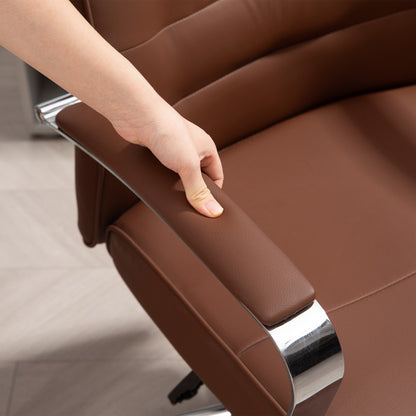 Ergonomic Office Chair with Adjustable Height, High Backrest, Rocking Function, Swivel Rolling Desk Chair, 120 Kg Capacity, Dark Brown