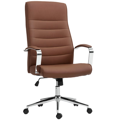 Ergonomic Office Chair with Adjustable Height, High Backrest, Rocking Function, Swivel Rolling Desk Chair, 120 Kg Capacity, Dark Brown