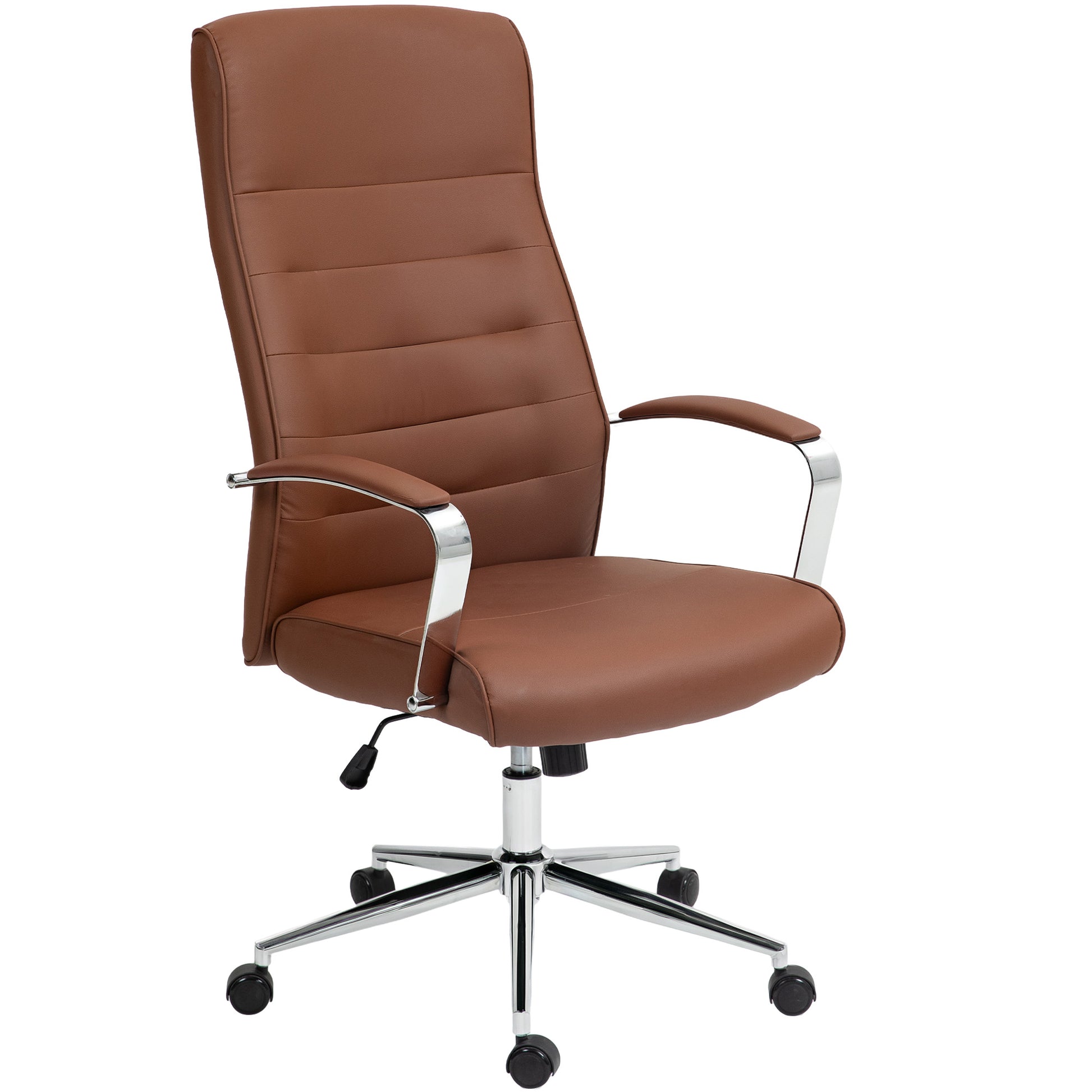 Ergonomic Office Chair with Adjustable Height, High Backrest, Rocking Function, Swivel Rolling Desk Chair, 120 Kg Capacity, Dark Brown