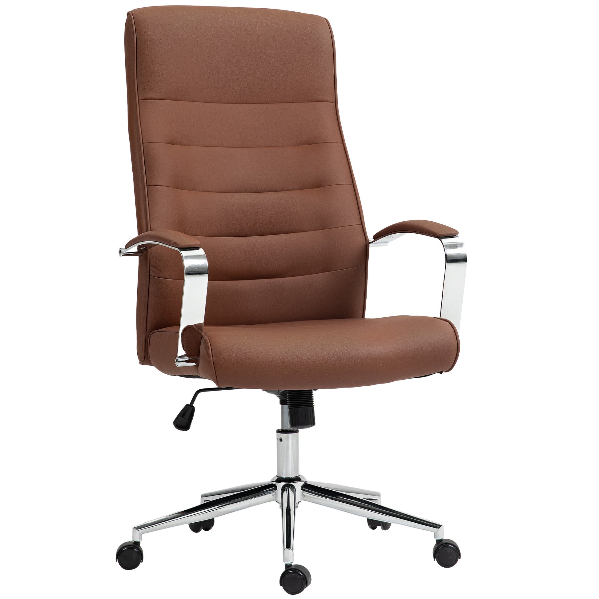 Ergonomic Office Chair with Adjustable Height, High Backrest, Rocking Function, Swivel Rolling Desk Chair, 120 Kg Capacity, Dark Brown