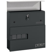 Mailbox Wall Mount Mailbox made of Steel with Viewing Window, Lock, Copper Core, Mailbox for Outdoor, 37 x 10.5 x 37 cm, Dark Gray