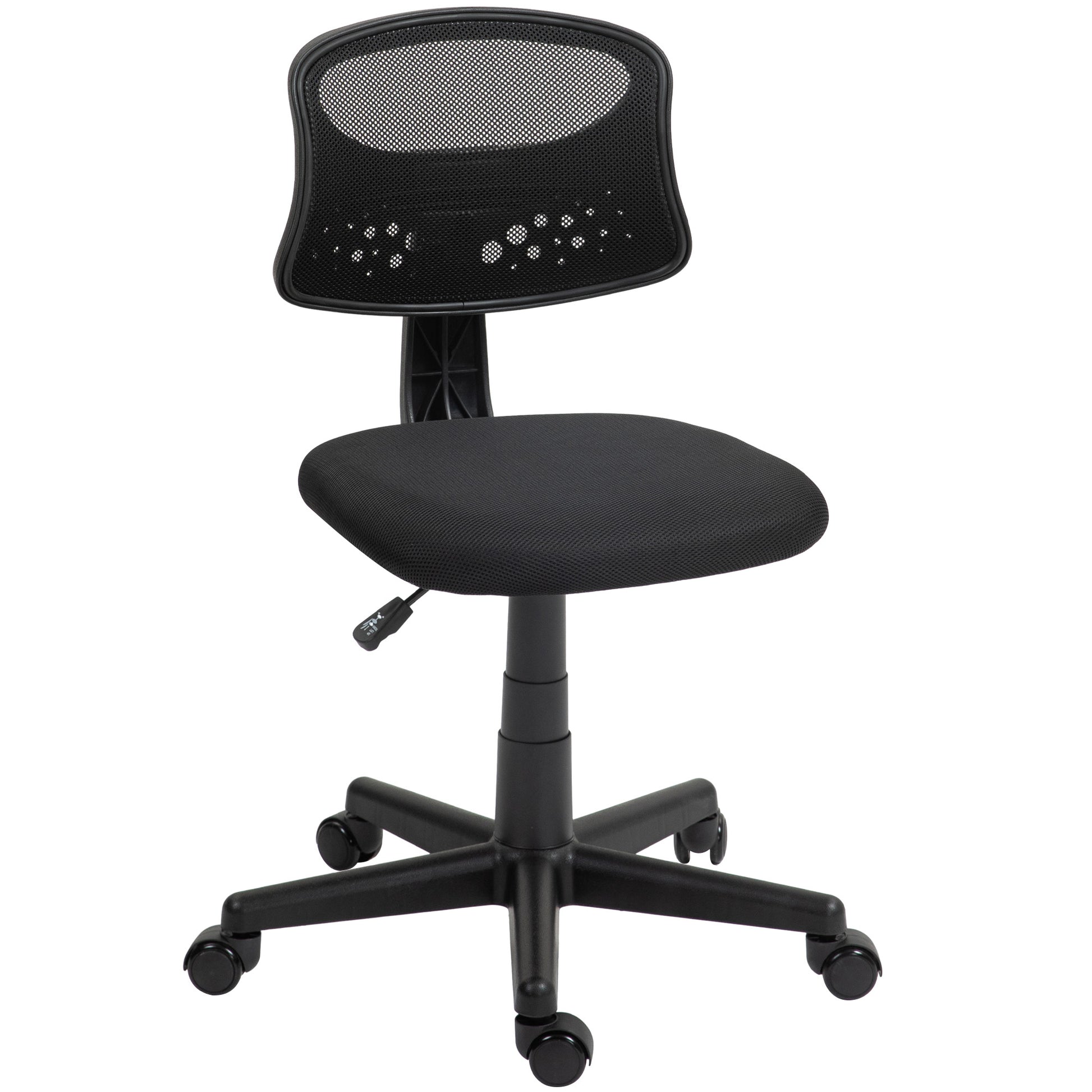 Armless Ergonomic Office Chair Mesh Back Swivel Desk Chair Adjustable Height Office Chair 120 kg Load Capacity Black