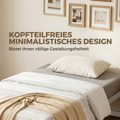 Metal Bed Frame with Under-Bed Storage, 12.8 in Profile, Steel Slats, Quiet & Easy Assembly – Fits 90 x 200 cm (35.4 x 78.7 in) Mattress, White