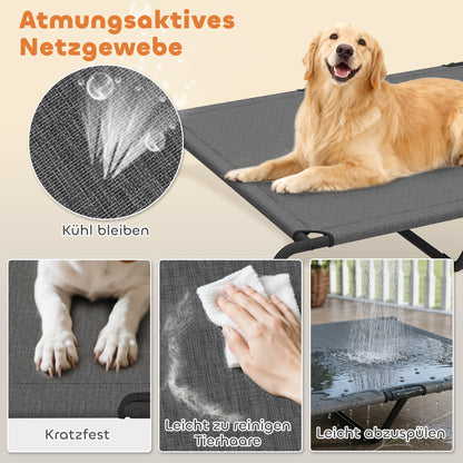 Elevated Outdoor Dog Bed for Large Dogs – Cooling Washable Mesh with Steel Frame, Outdoor Pet Cot for Camping, 60 x 37 x 9 in (152 x 94 x 23 cm), Gray