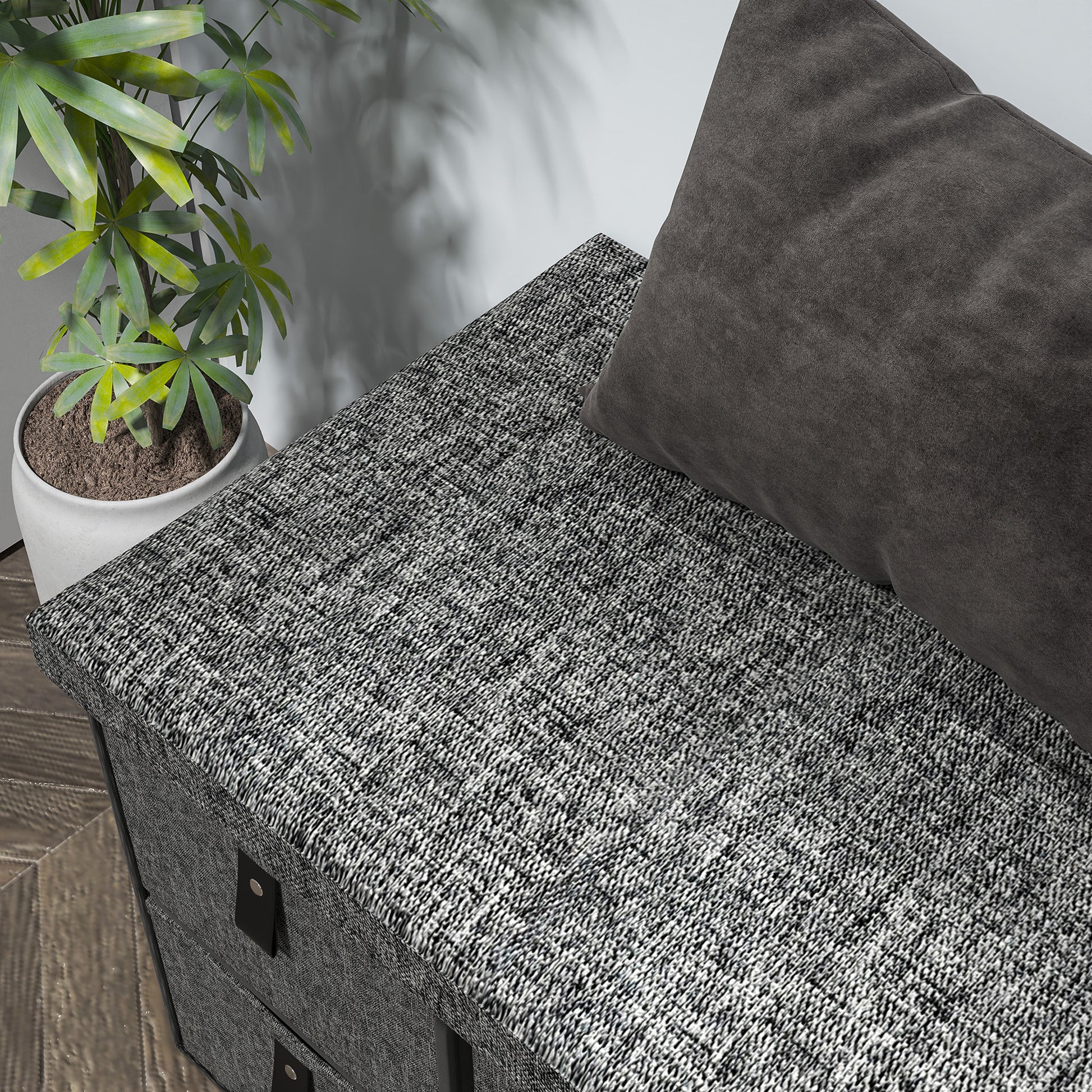 Shoe Bench with 6 Boxes, Seating Bench, Coat Rack Bench with Linen Look, Shoe Chest for 6 Pairs of Shoes, for Hallway, Entryway, Dark Gray, 76.5 x 38 x 38 cm