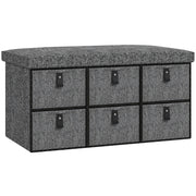 Shoe Bench with 6 Boxes, Seating Bench, Coat Rack Bench with Linen Look, Shoe Chest for 6 Pairs of Shoes, for Hallway, Entryway, Dark Gray, 76.5 x 38 x 38 cm