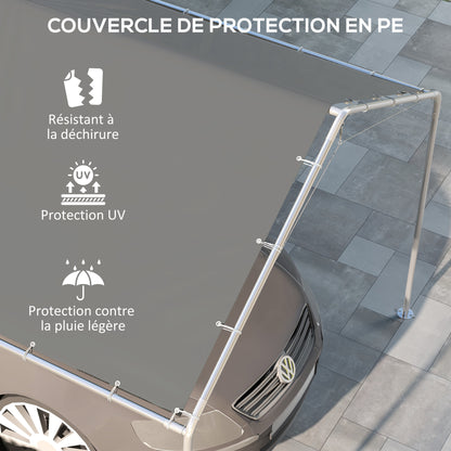 Replacement Canopy Cover for 3 x 6m Carport Car Awning Replacement Tarp with 48 White Ball Bungees (cover only, frame not included)