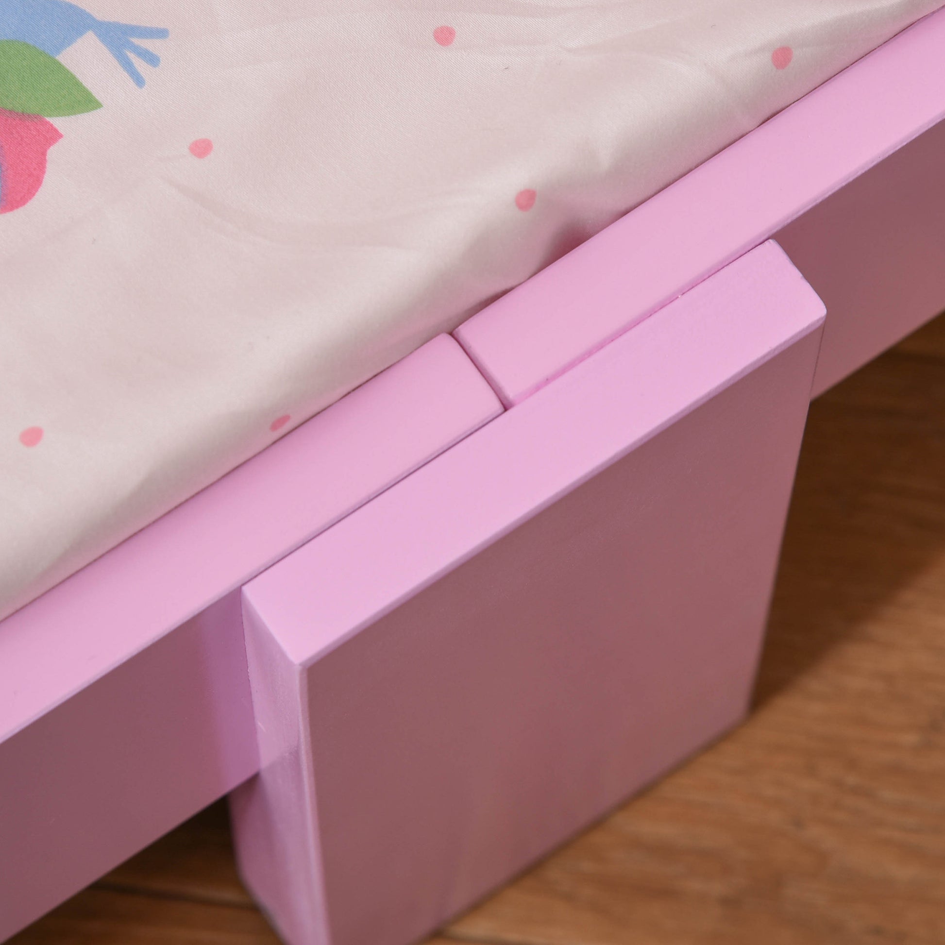 Children's Bed for +3 Years Kids Wooden Bed with Safety Rails Max Load 110 lbs 143x73x60 cm Pink