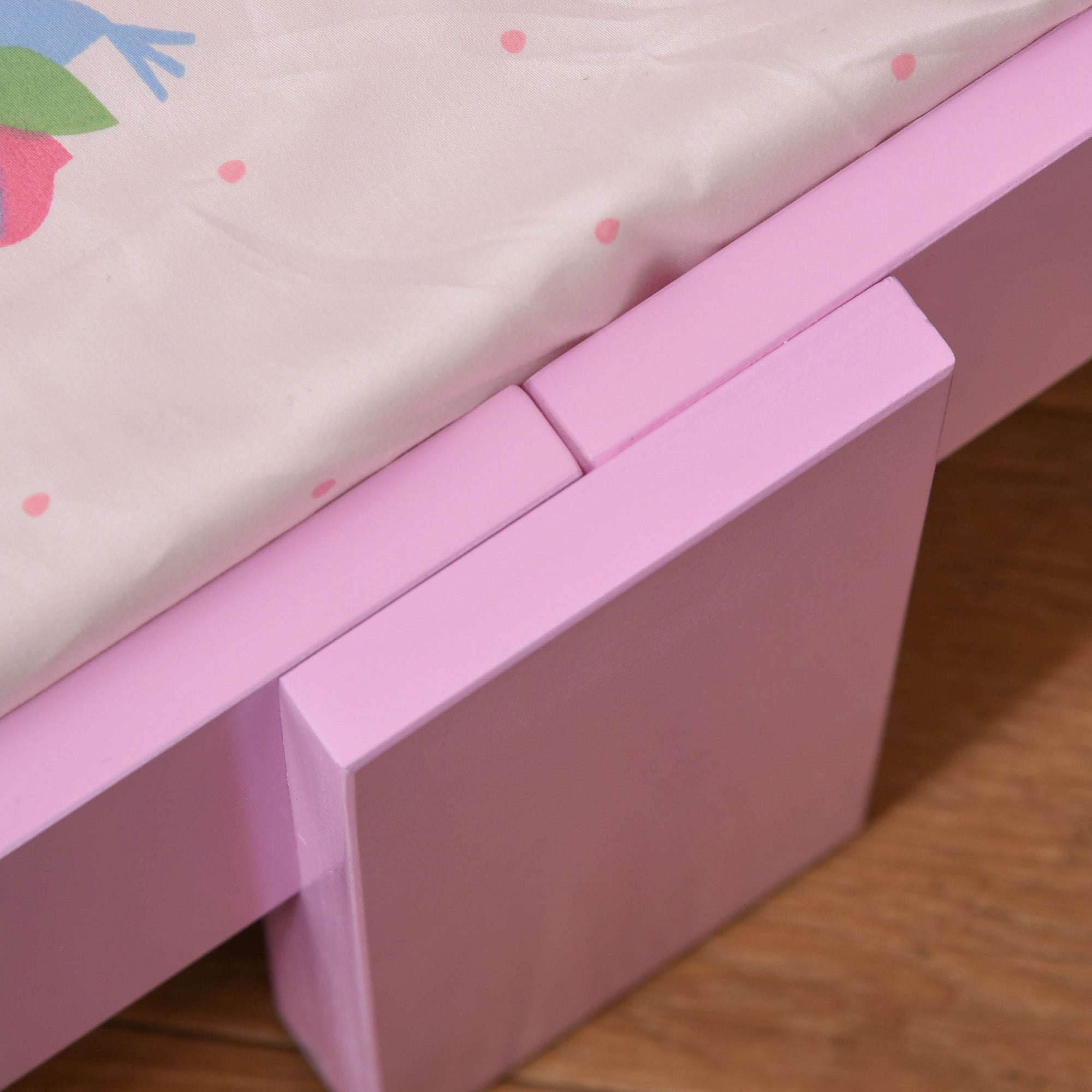 Children's Bed for +3 Years Kids Wooden Bed with Safety Rails Max Load 110 lbs 143x73x60 cm Pink