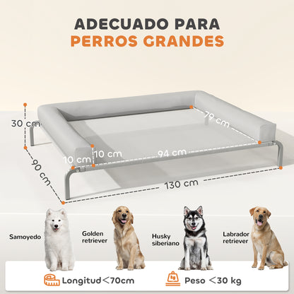 Refreshing Elevated Dog Bed with Removable Reinforcements Large Portable Breathable Mesh Steel Frame for Indoor Outdoor 51x35x12 inches Light Gray