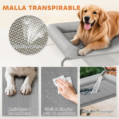 Refreshing Elevated Dog Bed with Removable Reinforcements Large Portable Breathable Mesh Steel Frame for Indoor Outdoor 51x35x12 inches Light Gray