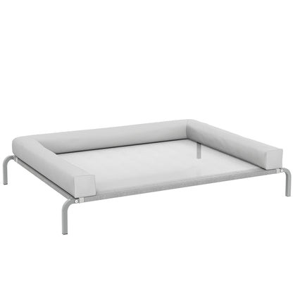 Refreshing Elevated Dog Bed with Removable Reinforcements Large Portable Breathable Mesh Steel Frame for Indoor Outdoor 51x35x12 inches Light Gray