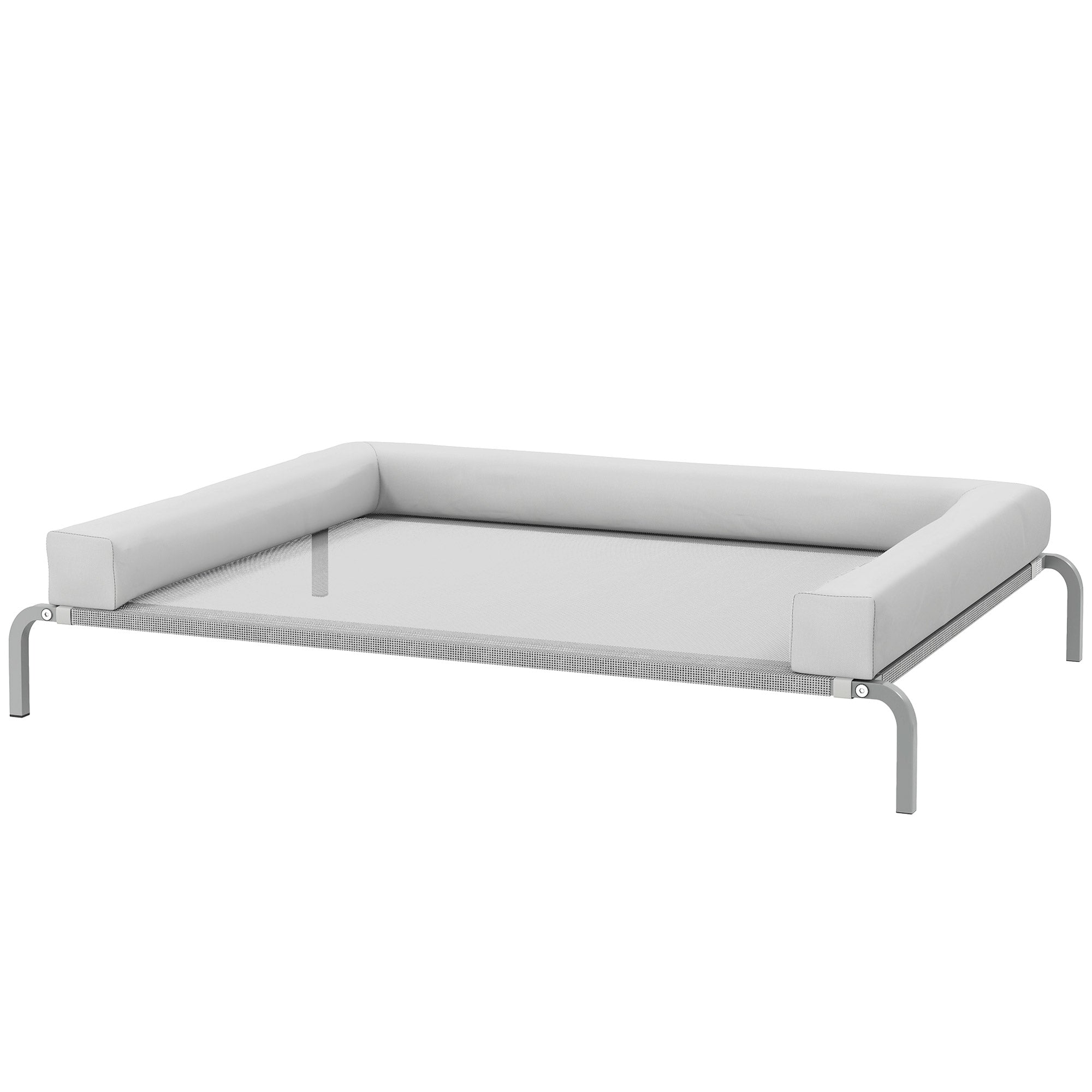 Refreshing Elevated Dog Bed with Removable Reinforcements Large Portable Breathable Mesh Steel Frame for Indoor Outdoor 51x35x12 inches Light Gray