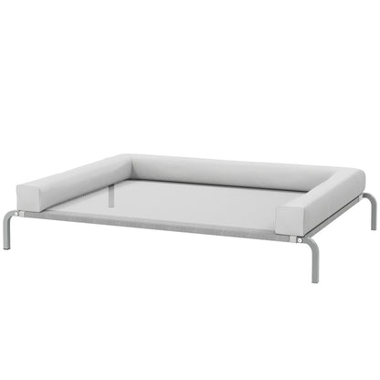 Refreshing Elevated Dog Bed with Removable Reinforcements Large Portable Breathable Mesh Steel Frame for Indoor Outdoor 51x35x12 inches Light Gray
