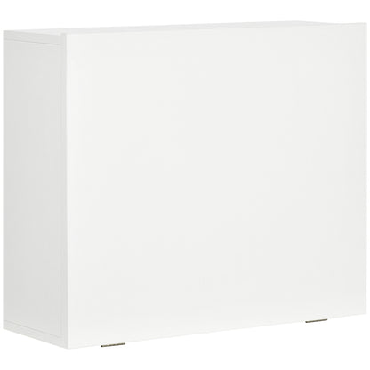 Wall-Mounted Folding Desk Space-Saving with Shelves, for Study, Living Room, and Office, in Chipboard and MDF, 60x21.5x50 cm, White