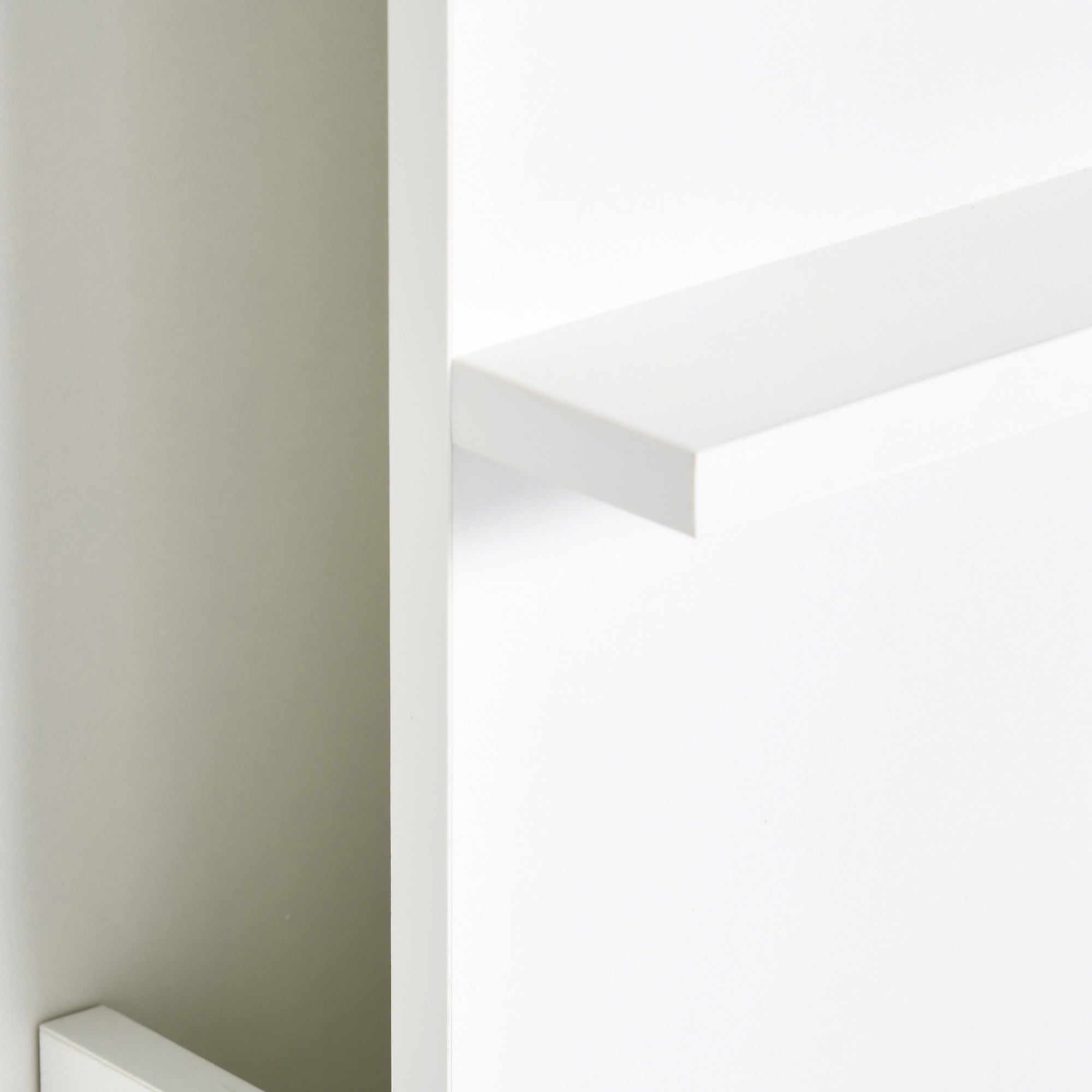 Wall-Mounted Folding Desk Space-Saving with Shelves, for Study, Living Room, and Office, in Chipboard and MDF, 60x21.5x50 cm, White