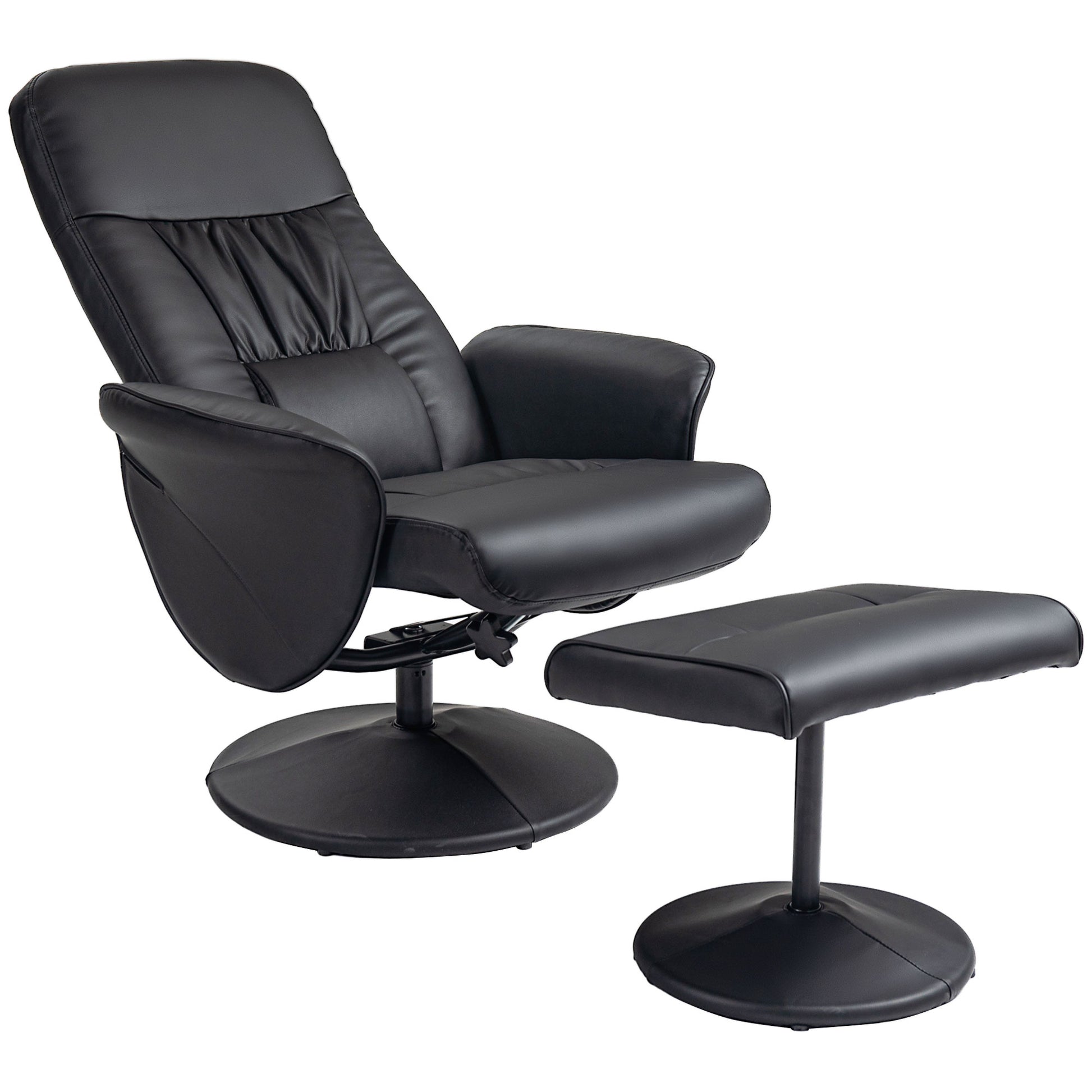 Recliner Chair with Ottoman, TV Recliner, TV Chair with Reclining Function, Swivel Upholstered Chair for Living Room, Bedroom, up to 160 kg, Faux Leather, Black