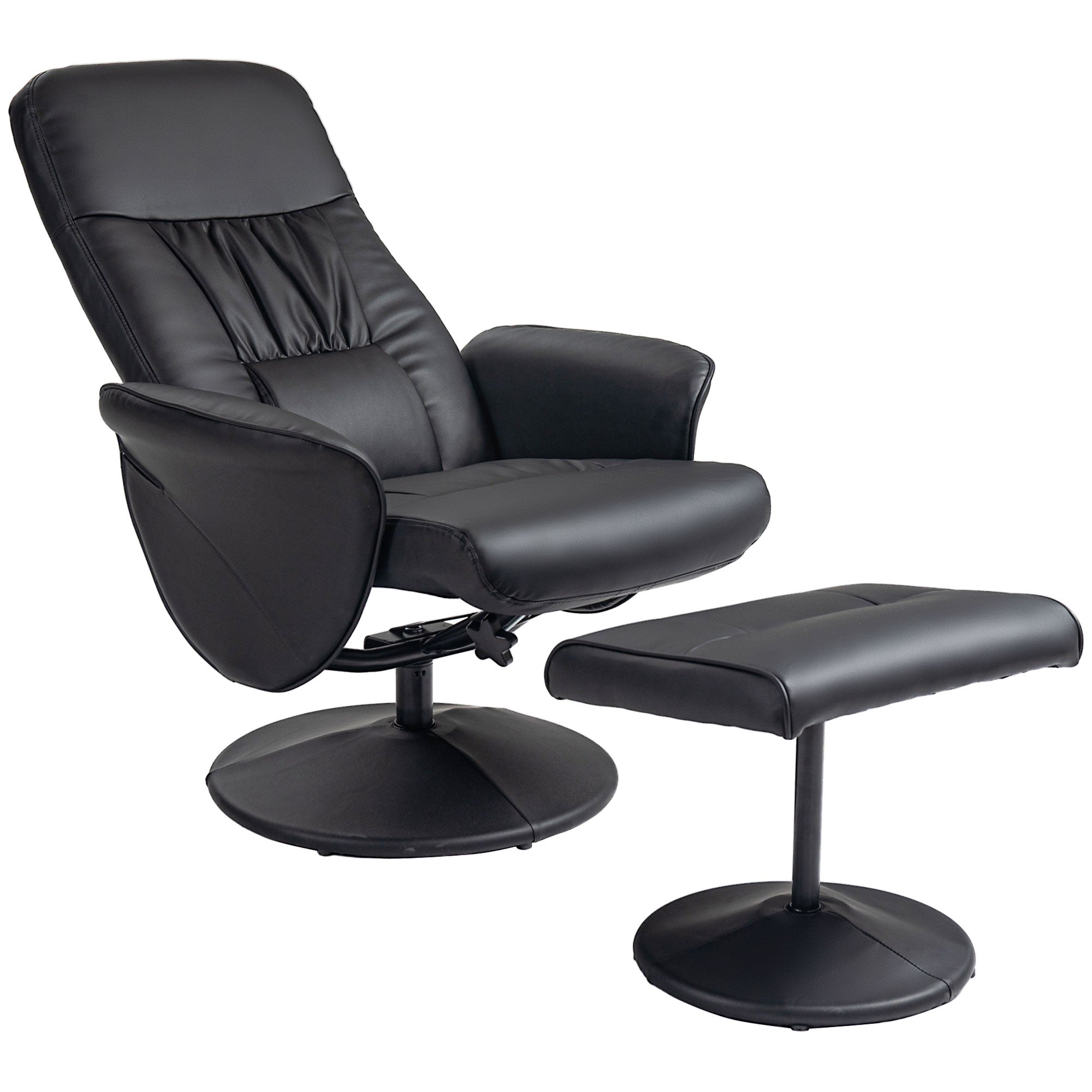 Recliner Chair with Ottoman, TV Recliner, TV Chair with Reclining Function, Swivel Upholstered Chair for Living Room, Bedroom, up to 160 kg, Faux Leather, Black