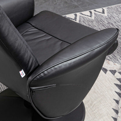 Recliner Chair with Ottoman, TV Recliner, TV Chair with Reclining Function, Swivel Upholstered Chair for Living Room, Bedroom, up to 160 kg, Faux Leather, Black