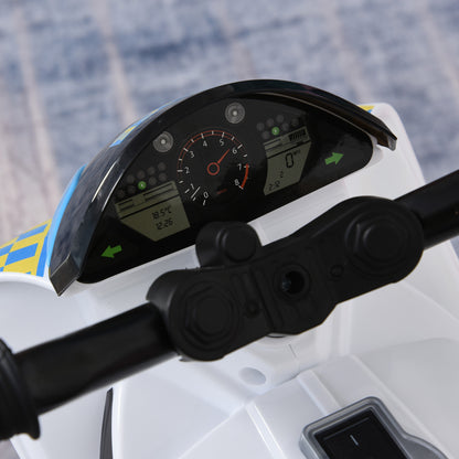 Children's Racing Motorcycle Rider with Musical and Light Effects Storage Trunk Blue White