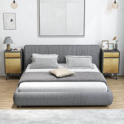 Set of 2 Bedside Tables Nightstand with Drawers and Cabinet, Modern Style for Bedroom, Living Room, 40 x 39 x 69 cm, Dark Gray