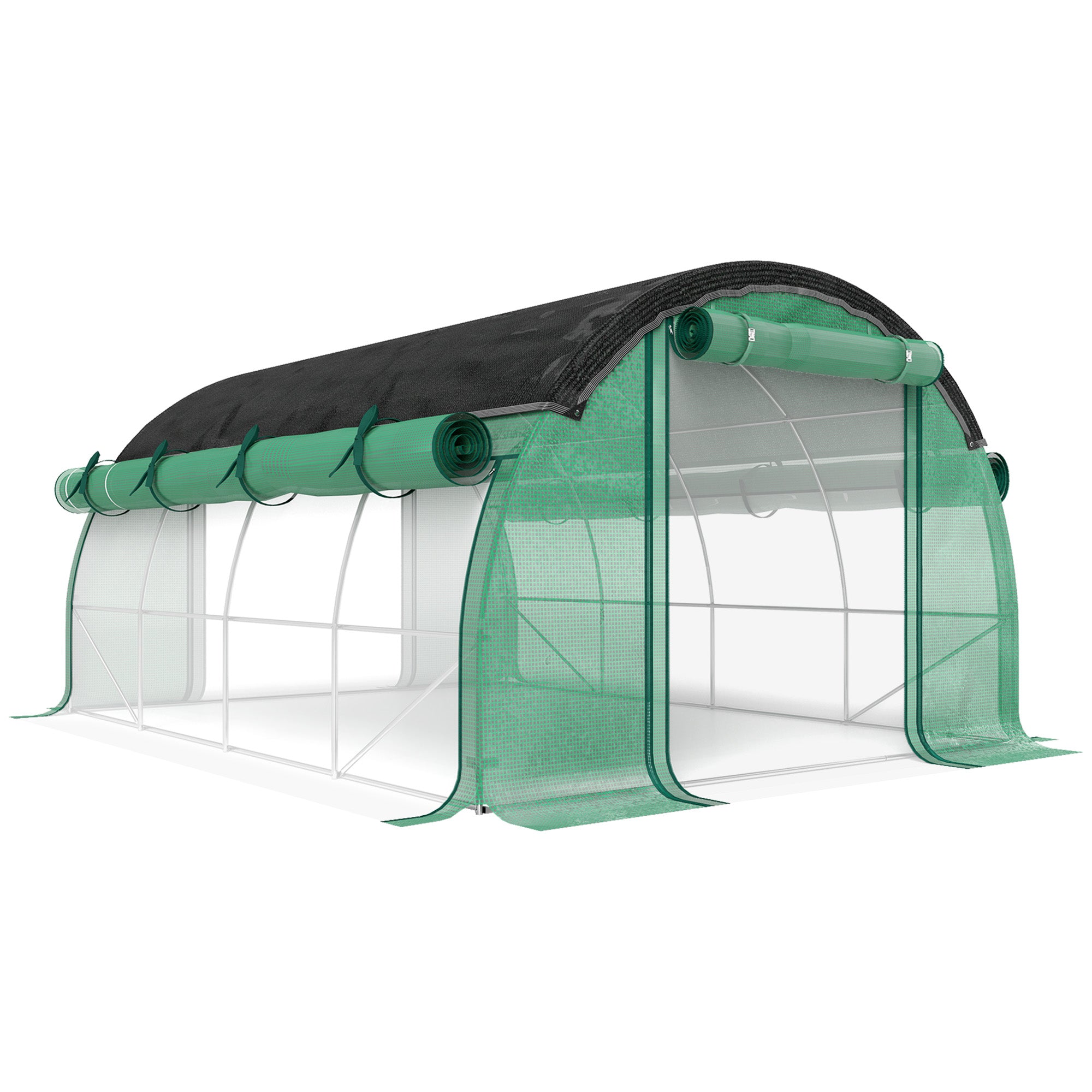 Greenhouse 4 x 3 x 2 m Foil Greenhouse with 8 Windows, Roll-Up Doors, Roll-Up Side Walls, UV-Resistant Foil Tunnel, Winter-Proof Tomato Greenhouse with Ground Anchors