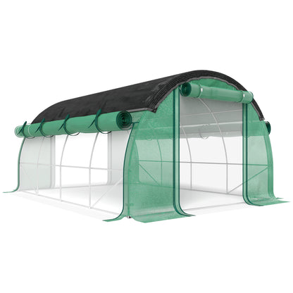 Greenhouse 4 x 3 x 2 m Foil Greenhouse with 8 Windows, Roll-Up Doors, Roll-Up Side Walls, UV-Resistant Foil Tunnel, Winter-Proof Tomato Greenhouse with Ground Anchors