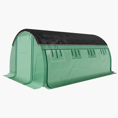 Greenhouse 4 x 3 x 2 m Foil Greenhouse with 8 Windows, Roll-Up Doors, Roll-Up Side Walls, UV-Resistant Foil Tunnel, Winter-Proof Tomato Greenhouse with Ground Anchors