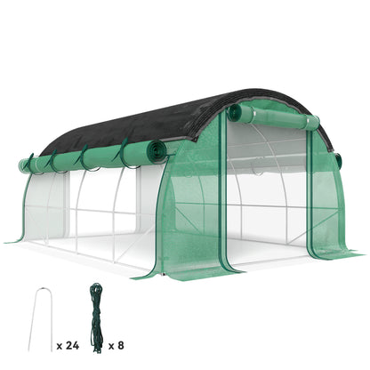Greenhouse 4 x 3 x 2 m Foil Greenhouse with 8 Windows, Roll-Up Doors, Roll-Up Side Walls, UV-Resistant Foil Tunnel, Winter-Proof Tomato Greenhouse with Ground Anchors
