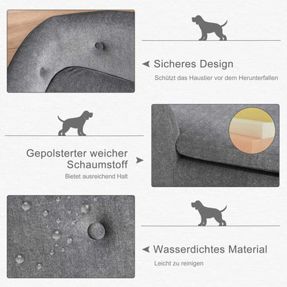 Pet Sofa Dog Mat Dog Bed Dog Couch Cat Sofa with Pillow Back Pocket Plush Foam Pine Wood Dark Grey 70 x 47 x 30 cm