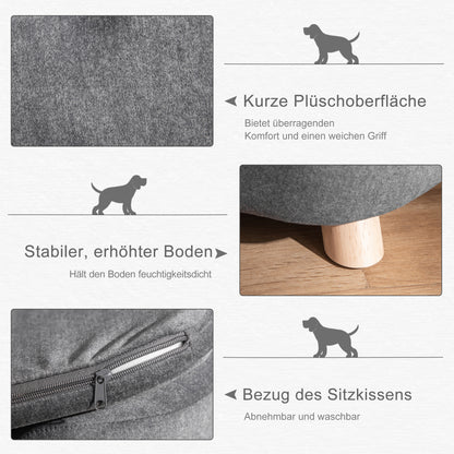 Pet Sofa Dog Mat Dog Bed Dog Couch Cat Sofa with Pillow Back Pocket Plush Foam Pine Wood Dark Grey 70 x 47 x 30 cm