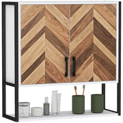 Wall Mounted Bathroom Cabinet Multi-purpose Hanging Bathroom Cabinet Storage with 2 Doors Adjustable Shelf and Open Shelf 59x20x60 cm Multicolor