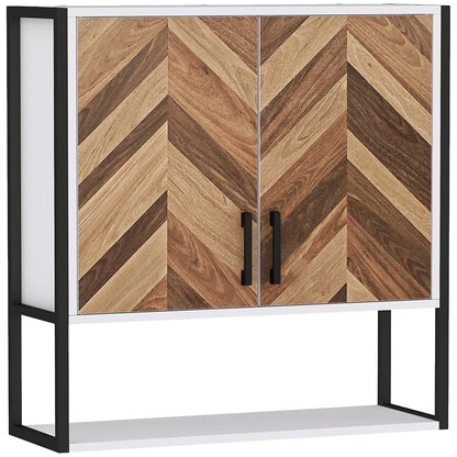 Wall Mounted Bathroom Cabinet Multi-purpose Hanging Bathroom Cabinet Storage with 2 Doors Adjustable Shelf and Open Shelf 59x20x60 cm Multicolor