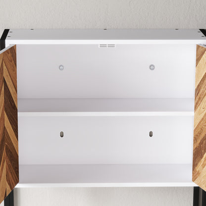 Wall Mounted Bathroom Cabinet Multi-purpose Hanging Bathroom Cabinet Storage with 2 Doors Adjustable Shelf and Open Shelf 59x20x60 cm Multicolor