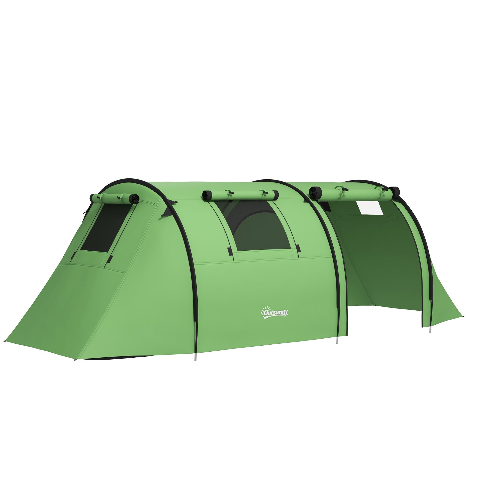 3–4 Person Waterproof Family Tent with Separate Bedroom & Living Area, 3000 mm Hydrostatic Head, Dark Green
