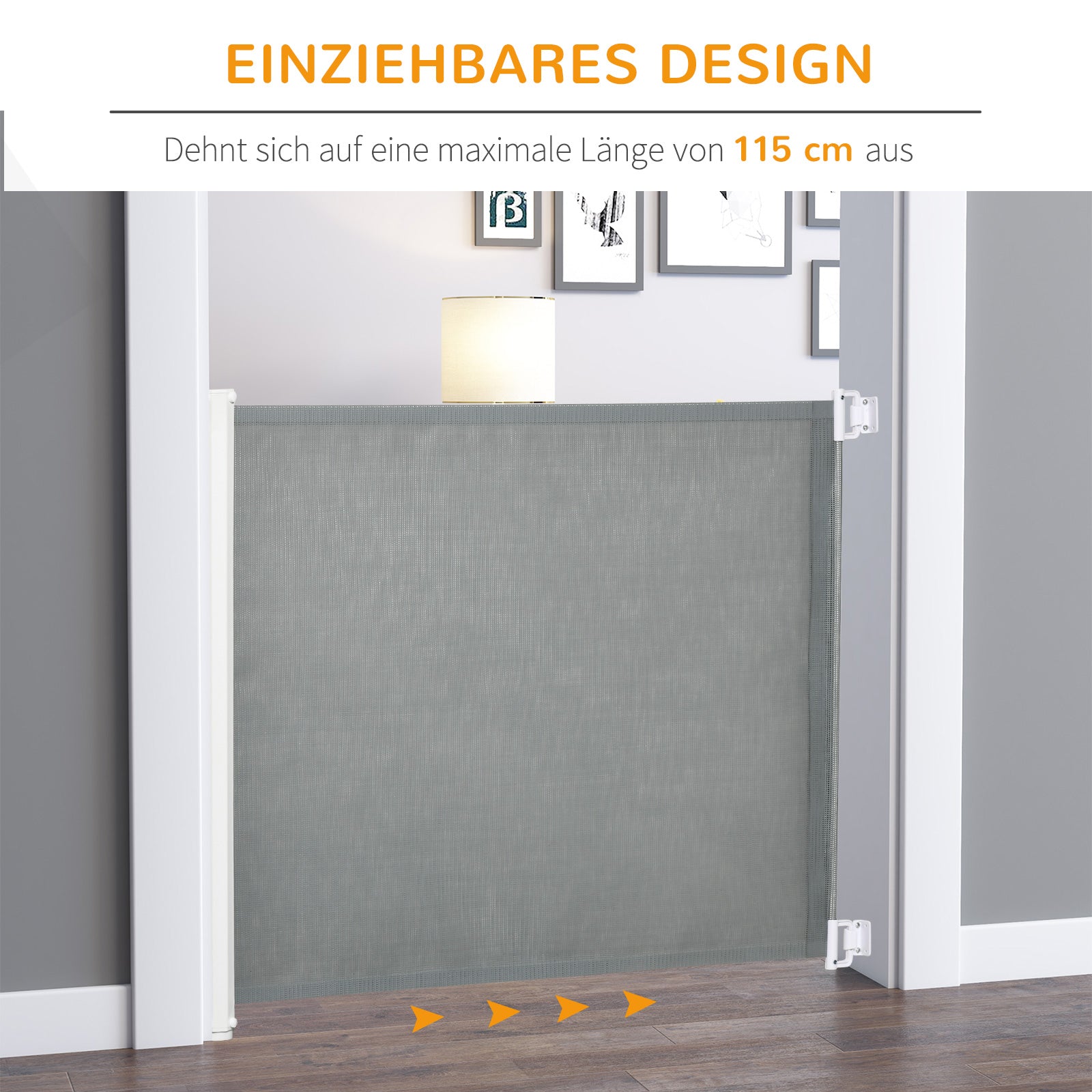 Dog Door Guard Stair Guard Safety Partition Partition Door Guard Stair Guard Extendable Stair Guard Roller Blind Roller Retractable Plastic Gray 115 x 82.5 cm