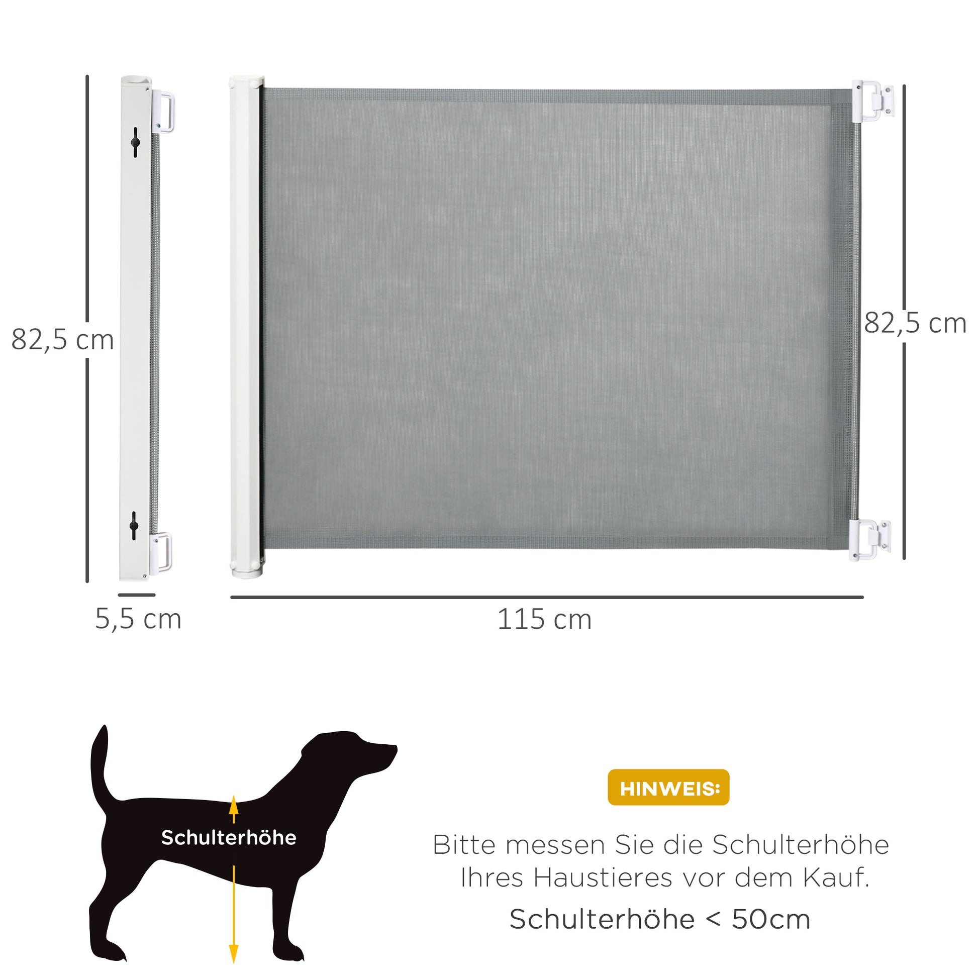 Dog Door Guard Stair Guard Safety Partition Partition Door Guard Stair Guard Extendable Stair Guard Roller Blind Roller Retractable Plastic Gray 115 x 82.5 cm
