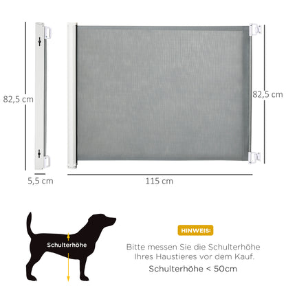 Dog Door Guard Stair Guard Safety Partition Partition Door Guard Stair Guard Extendable Stair Guard Roller Blind Roller Retractable Plastic Gray 115 x 82.5 cm