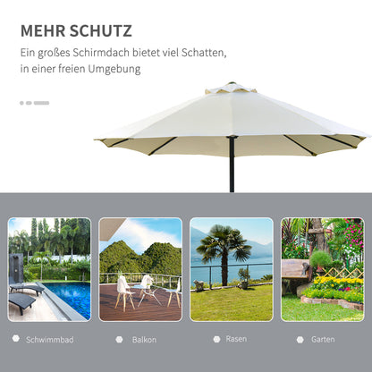 Sun Umbrella with LED Double Sun Umbrella 440 x 256 cm Garden Umbrella Market Umbrella Large Patio Umbrella with Hand Crank Oval Metal Cream White