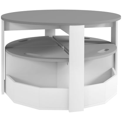 5-Piece Children's Table and Stools Set, Space-Saving Wooden Table and Chairs Set with Storage Compartment, Gray