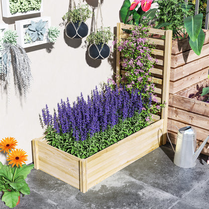 Square Wooden Garden Planter with Trellis 115 x 60 x 110 cm Natural Wood Effect