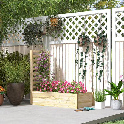 Square Wooden Garden Planter with Trellis 115 x 60 x 110 cm Natural Wood Effect