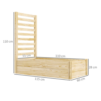 Square Wooden Garden Planter with Trellis 115 x 60 x 110 cm Natural Wood Effect