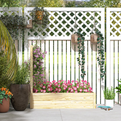 Square Wooden Garden Planter with Trellis 115 x 60 x 110 cm Natural Wood Effect