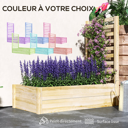 Square Wooden Garden Planter with Trellis 115 x 60 x 110 cm Natural Wood Effect