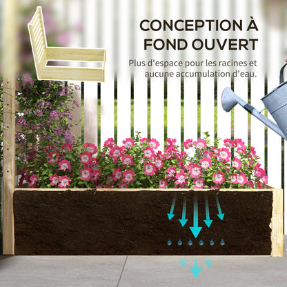 Square Wooden Garden Planter with Trellis 115 x 60 x 110 cm Natural Wood Effect